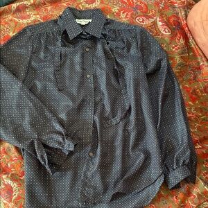 Evan Picone Dark Blue vintage Shirt with small neck tie s8 women’s